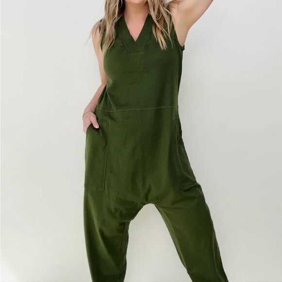 New Zenana Solid Sleeveless Harem Jumpsuit - Picture 11 of 16